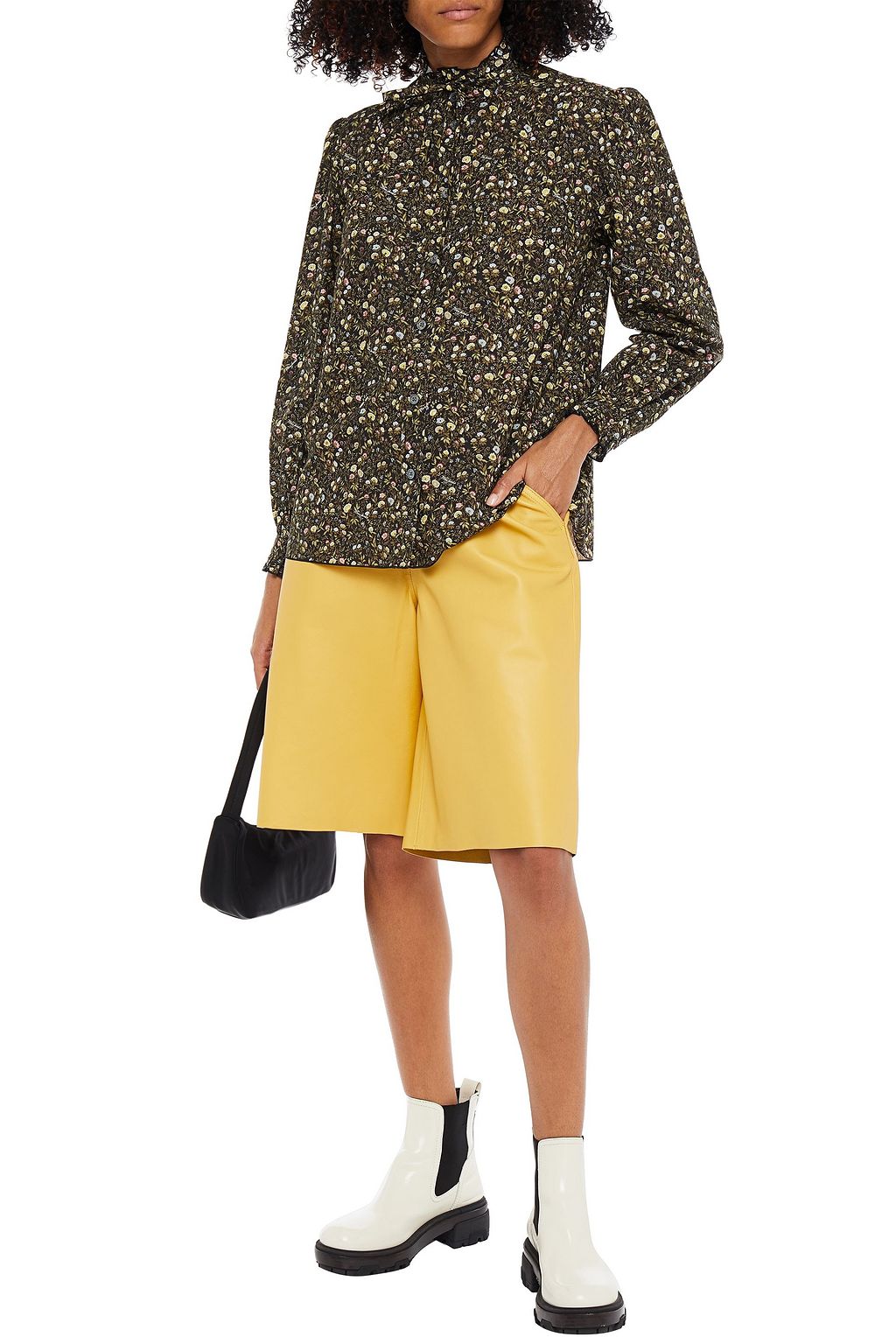 MARC JACOBS Pussy-bow floral-print cotton-poplin blouse