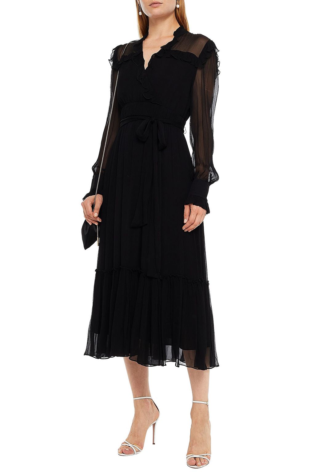 DIANE VON FURSTENBERG Wrap-effect ruffle-trimmed crepon midi dress