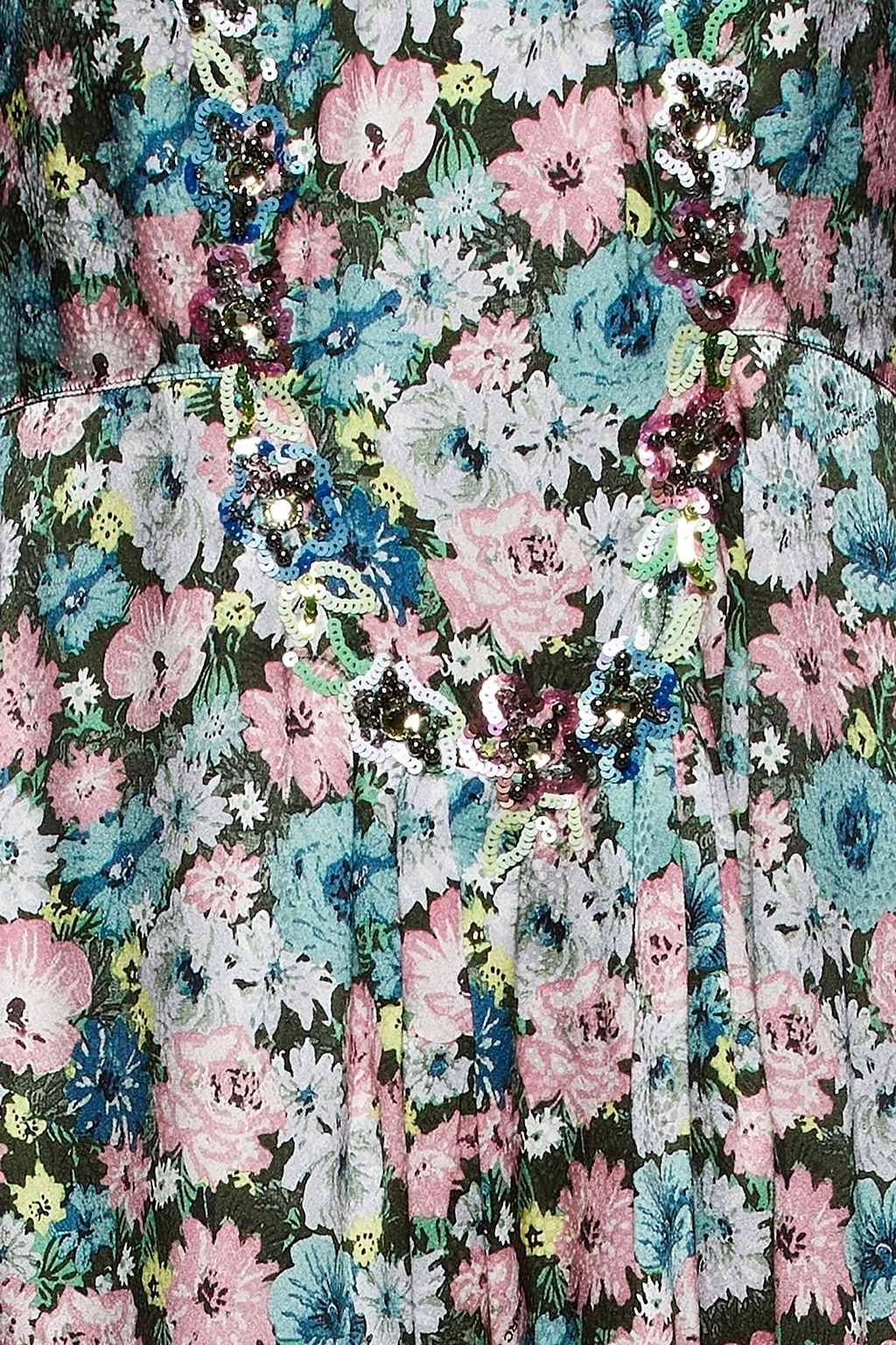 MARC JACOBS Embellished floral-print silk-satin jacquard midi dress