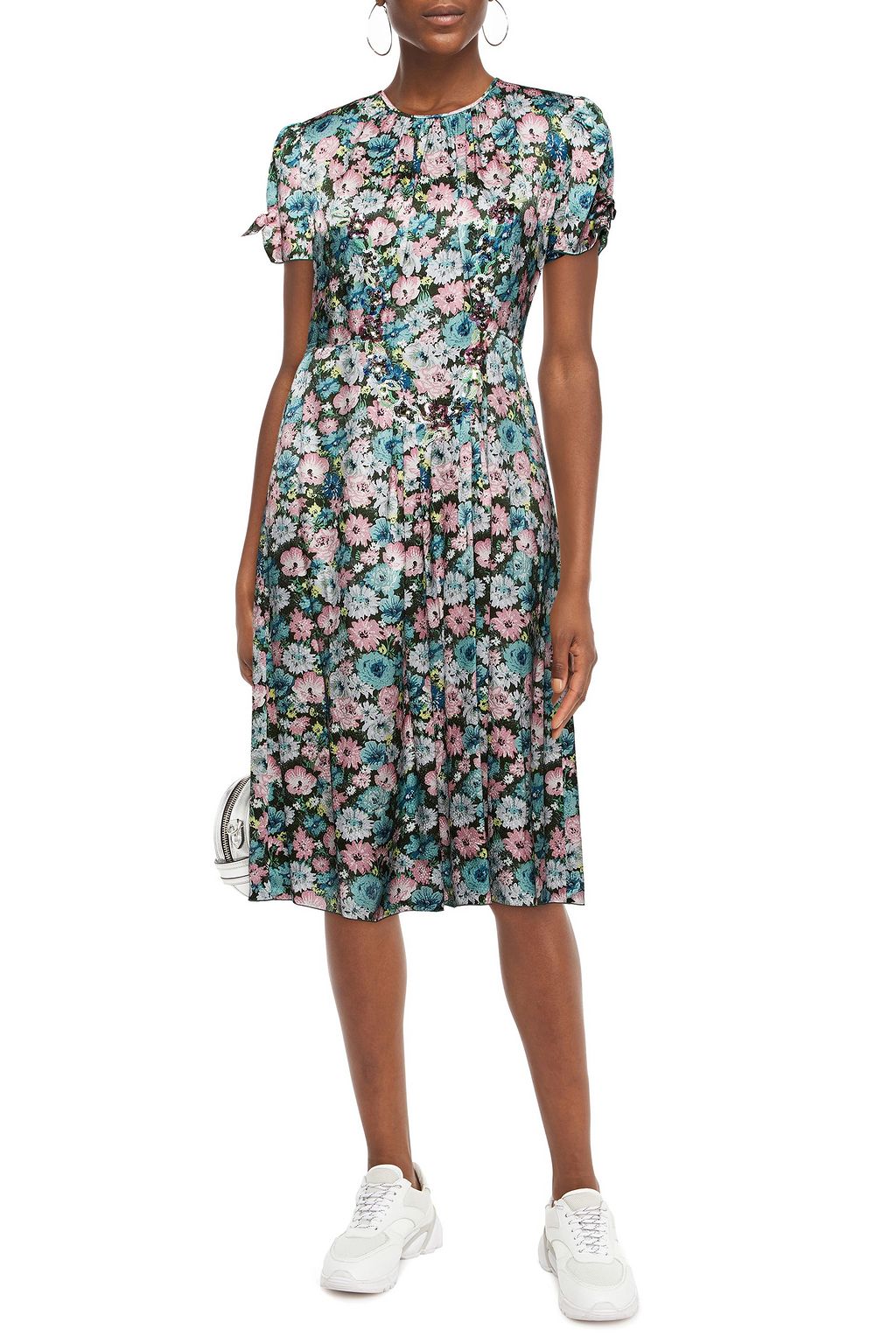MARC JACOBS Embellished floral-print silk-satin jacquard midi dress