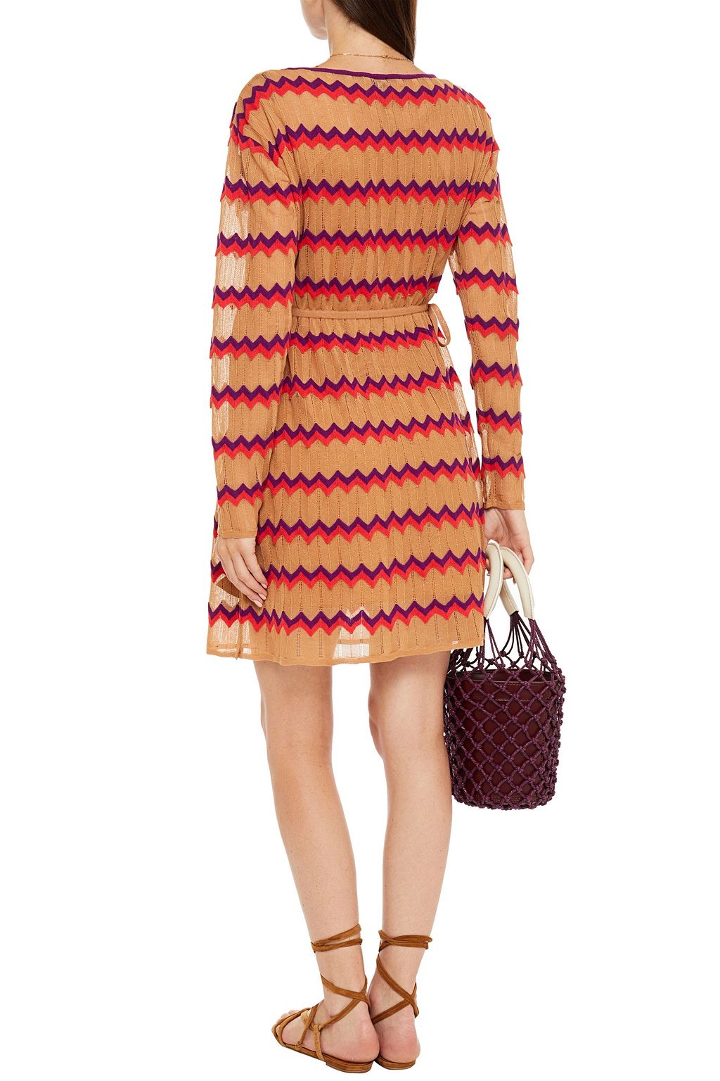 M MISSONI Gathered pointelle-knit cotton-blend mini dress