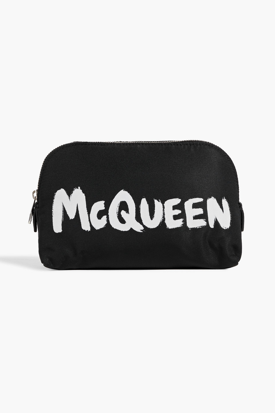 Alexander Mcqueen Logo-print Faille Cosmetics Case In Black