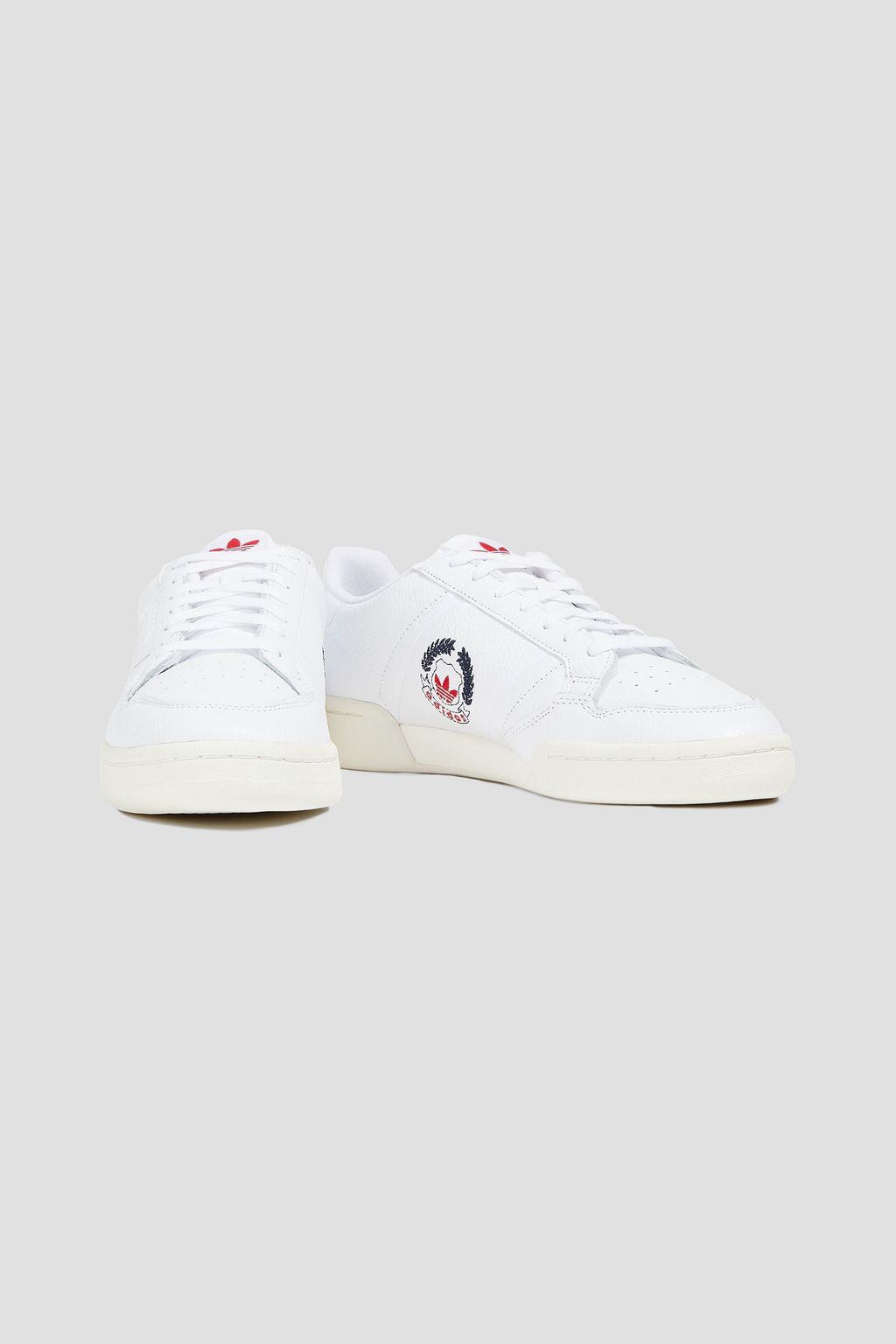 ADIDAS ORIGINALS Continental 80 embroidered pebbled-leather sneakers