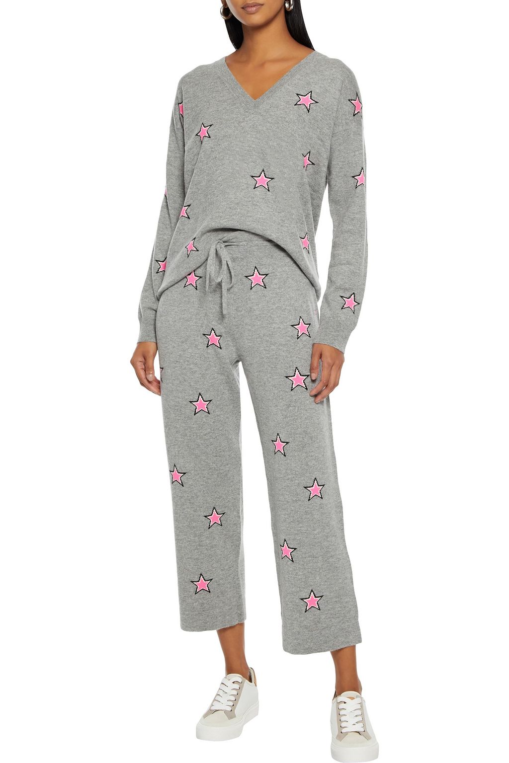 CHINTI & PARKER Cropped intarsia wool and cashmere-blend track pants