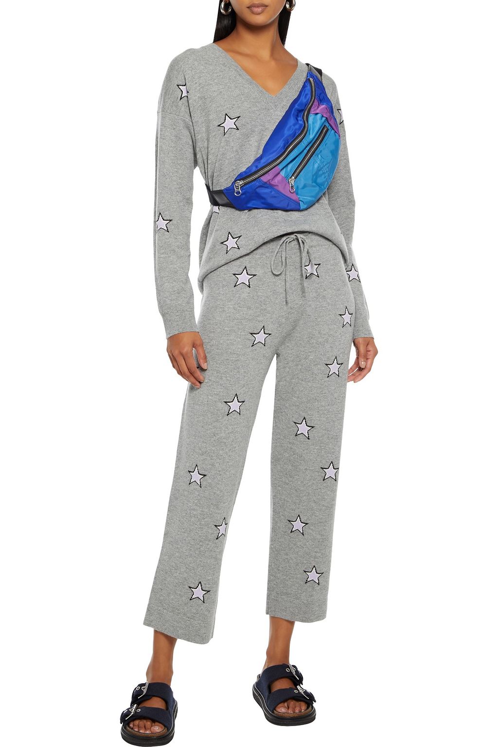 CHINTI & PARKER Cropped intarsia wool and cashmere-blend track pants