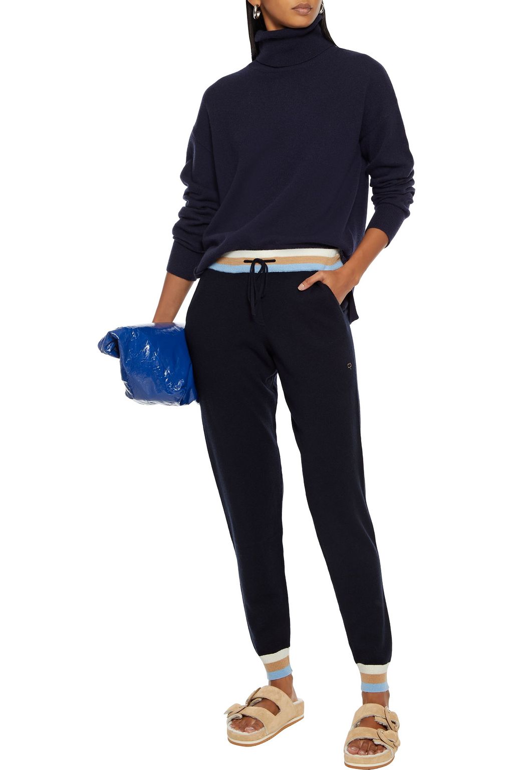 CHINTI & PARKER Striped wool and cashmere-blend track pants