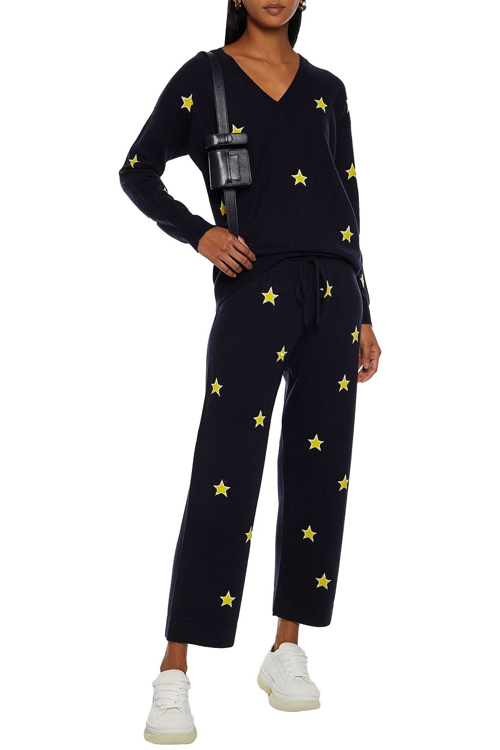 CHINTI & PARKER Cropped intarsia wool and cashmere-blend track pants