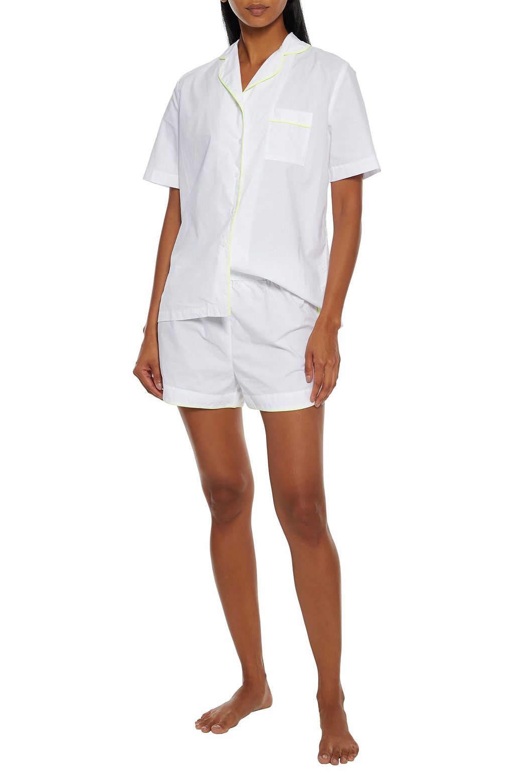 CHINTI & PARKER Neon-trimmed cotton-poplin pajama set