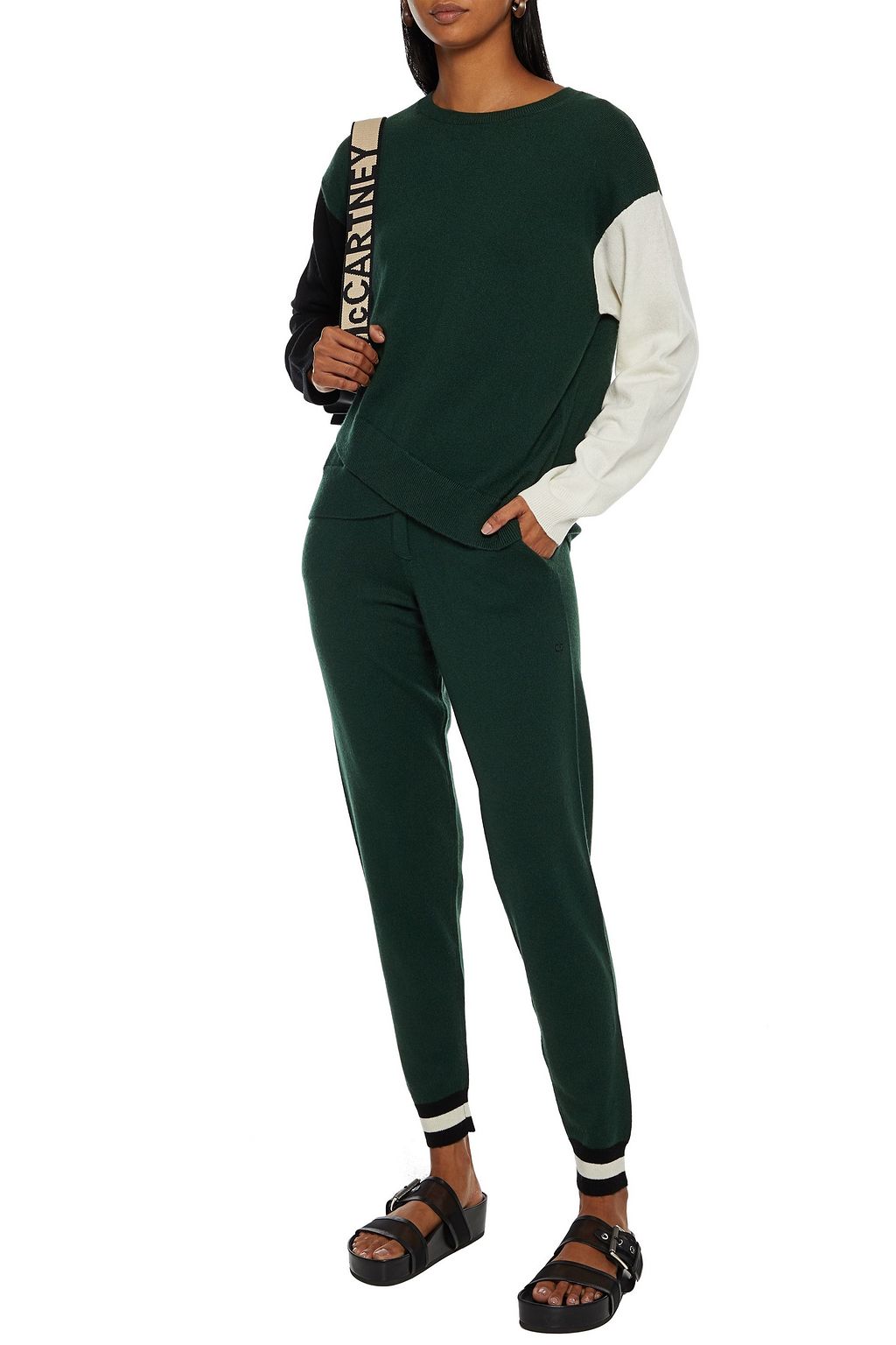 CHINTI & PARKER Layered color-block wool and cashmere-blend sweater