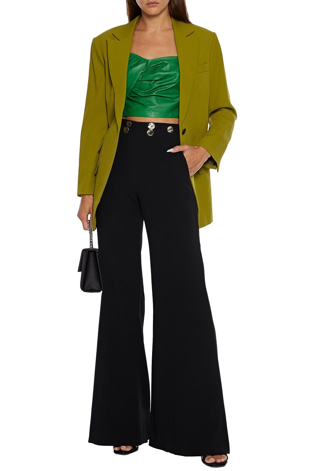 GALVAN  LONDON Ansi button-embellished crepe wide-leg pants