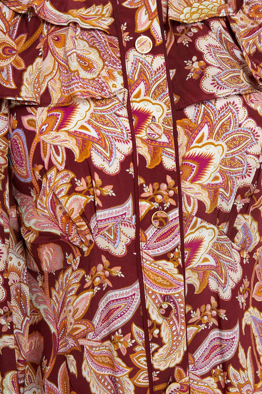 ZIMMERMANN Pussy-bow ruffled printed silk crepe de chine midi dress