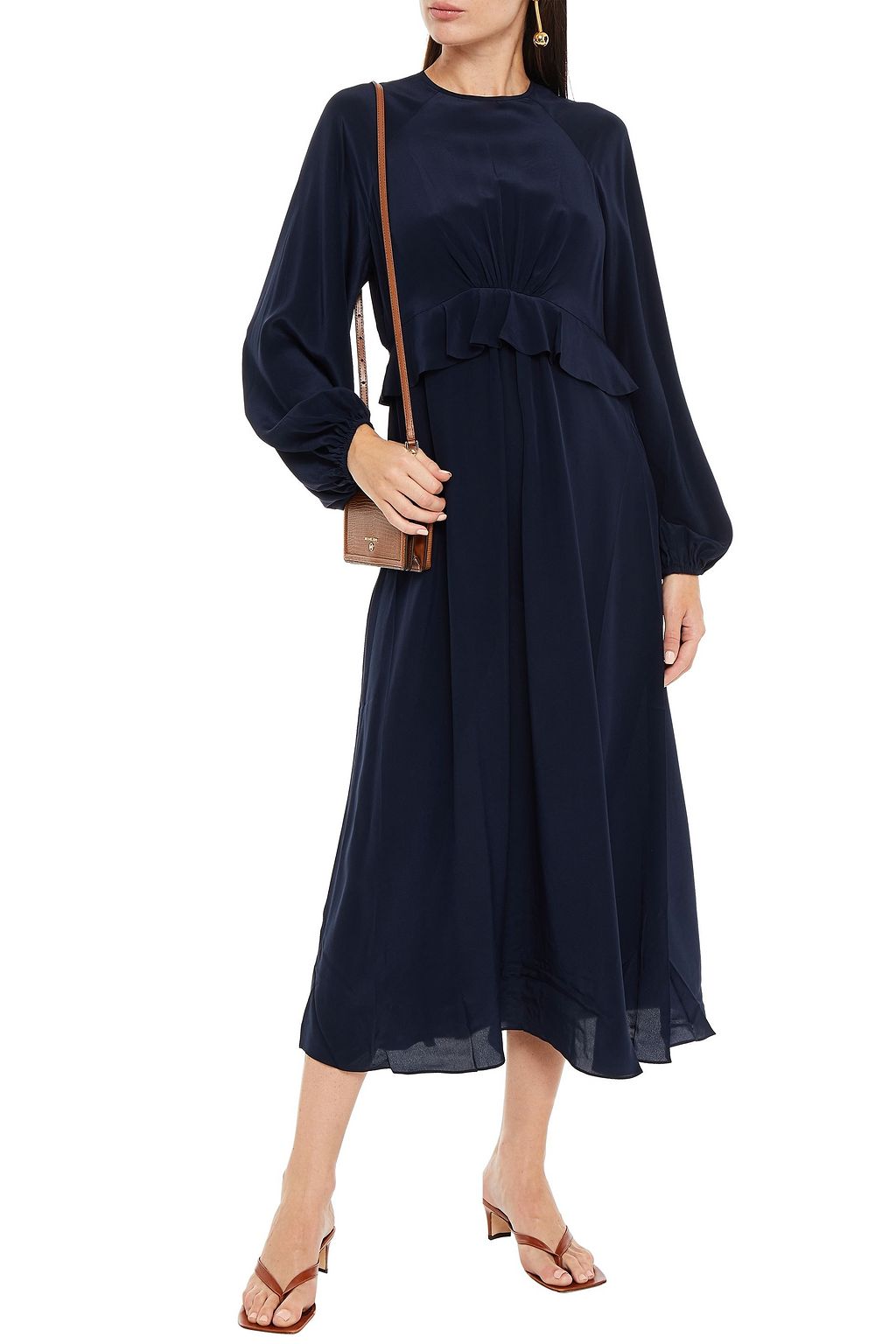 ZIMMERMANN Ruffle-trimmed silk crepe de chine midi dress