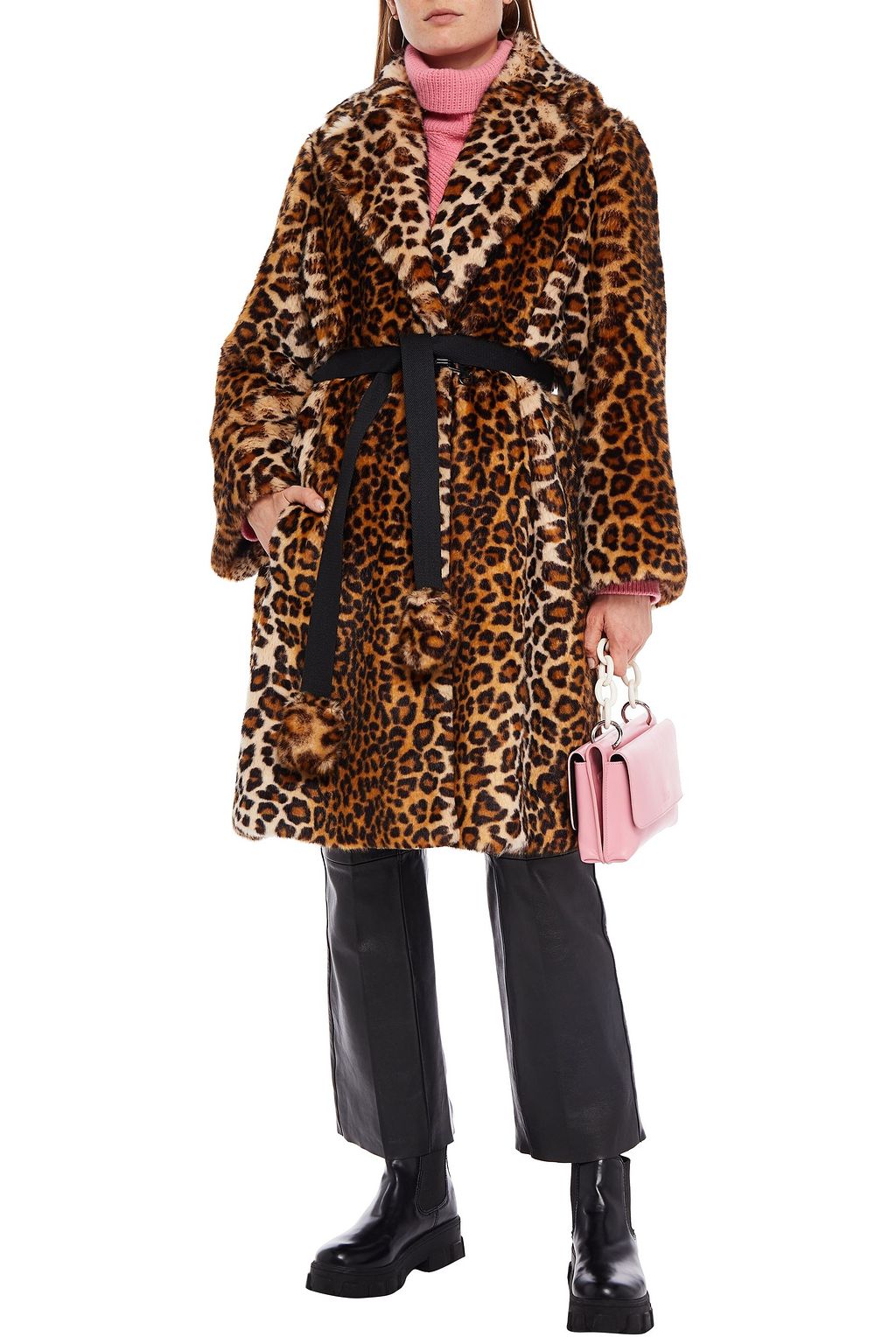 MARC JACOBS Belted leopard-print faux fur coat