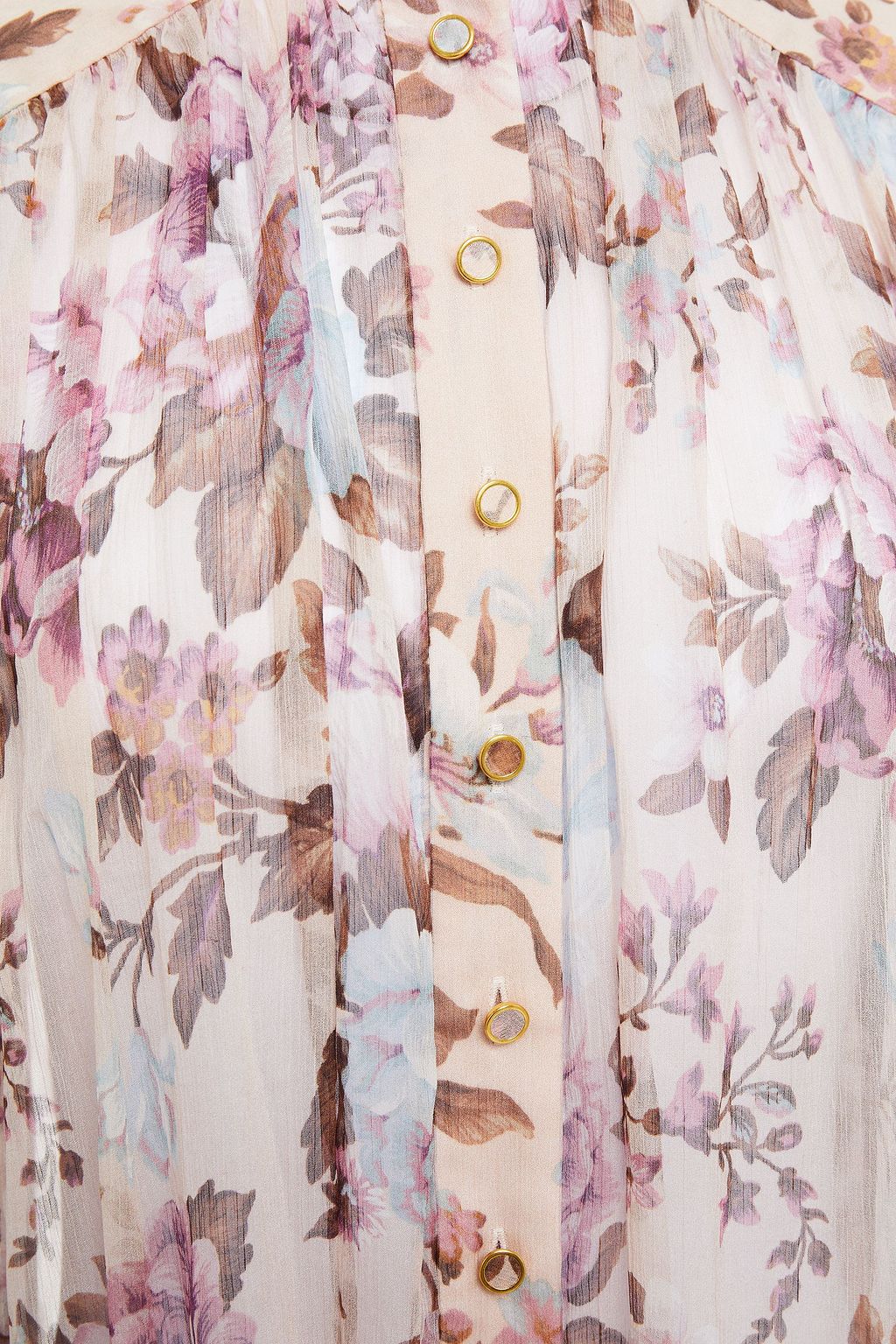 ZIMMERMANN Geraffte Bluse aus Seidenkrepon mit floralem Print