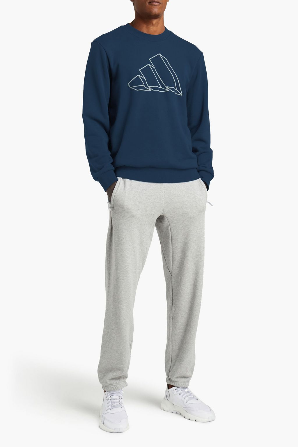 ADIDAS Rubber-trimmed French cotton-terry sweashirt