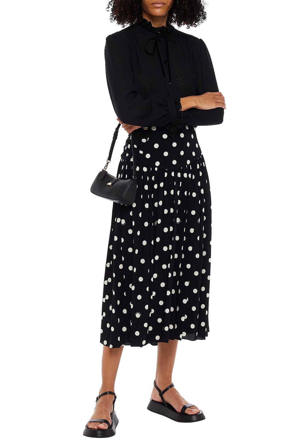 MARC JACOBS Ruffle-trimmed fil coupé silk-georgette blouse