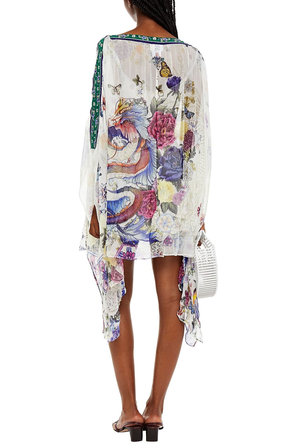 CAMILLA Crystal-embellished printed silk-crepon kaftan