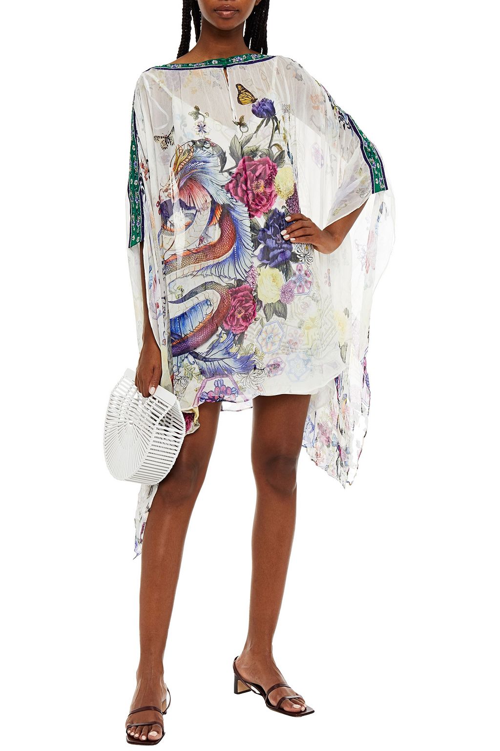 CAMILLA Crystal-embellished printed silk-crepon kaftan