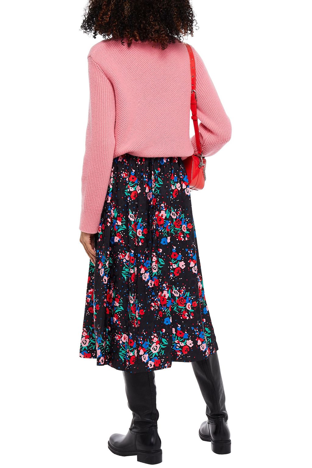 MARC JACOBS Floral-print satin-jacquard midi skirt