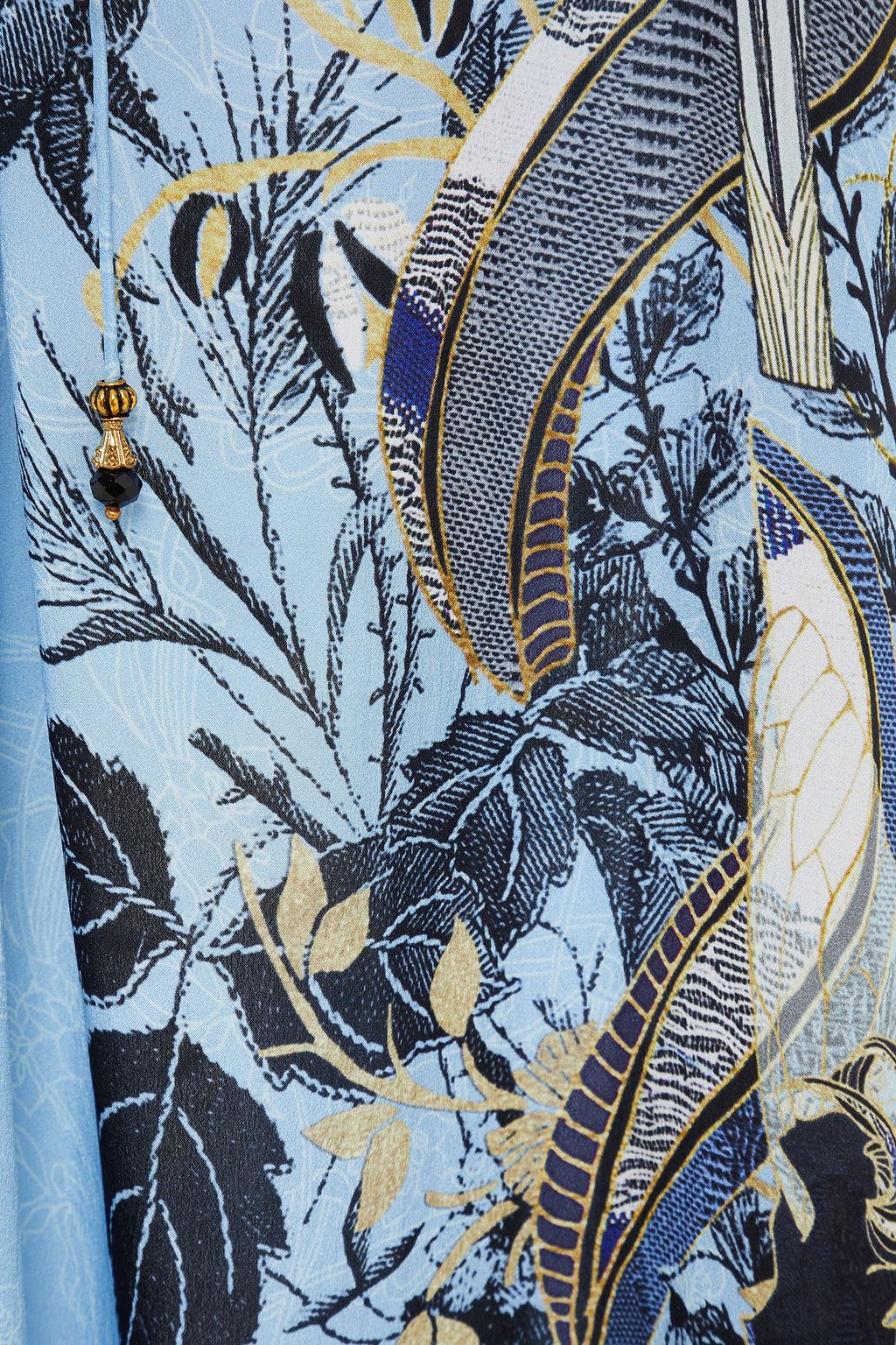 CAMILLA Crystal-embellished smocked printed silk crepe de chine maxi dress