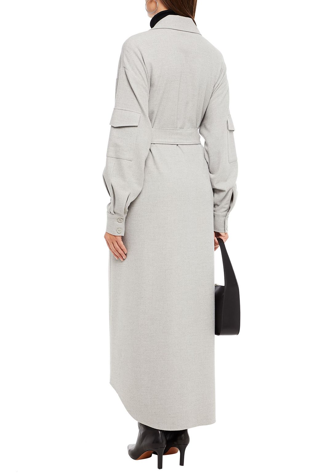 BOUGUESSA Belted flannel midi shirt dress
