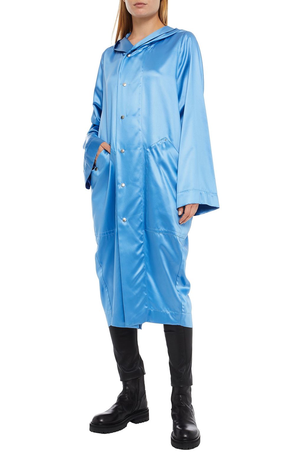 RICK OWENS Satin hooded coat