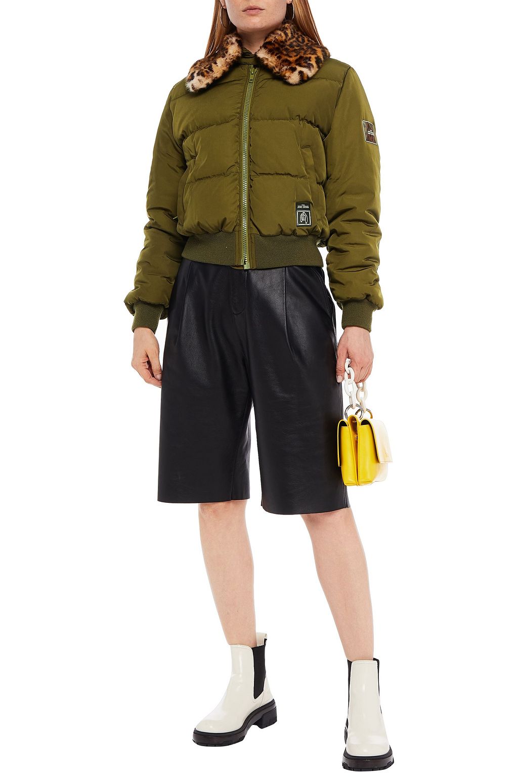 MARC JACOBS Faux fur-trimmed quilted shell jacket