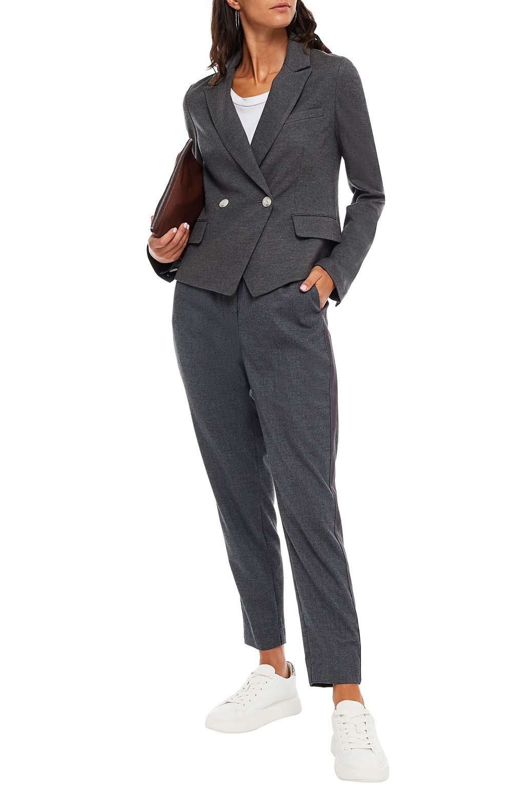 RAG & BONE Double-breasted mélange wool-jersey blazer