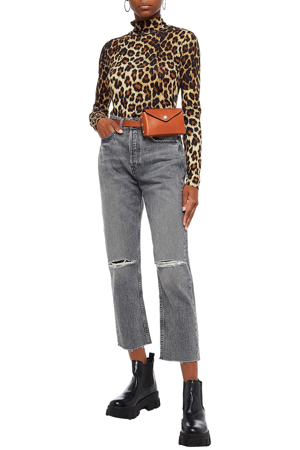 RAG & BONE Maya cropped distressed high-rise slim-leg jeans