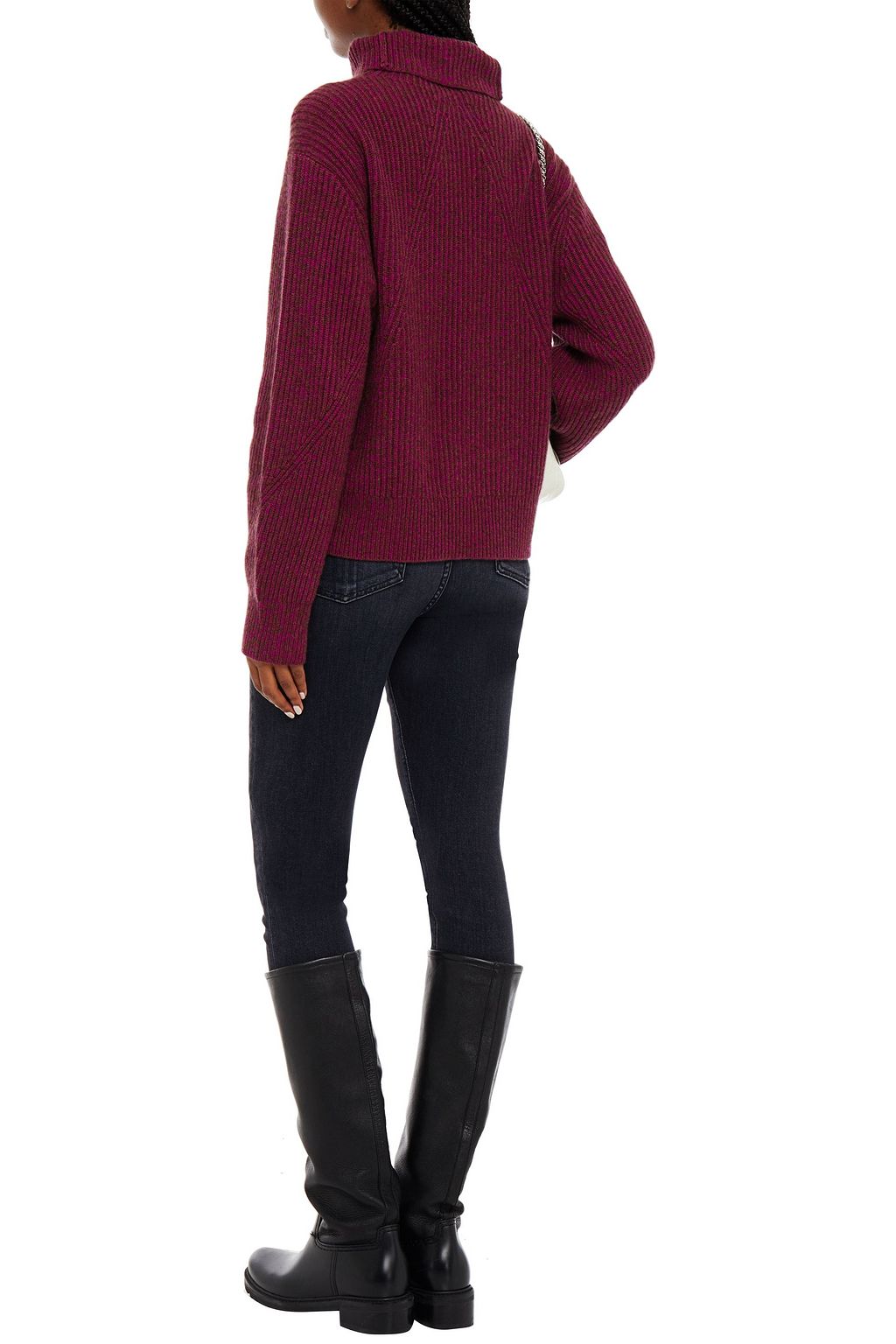 RAG & BONE Ribbed mélange cashmere turtleneck sweater