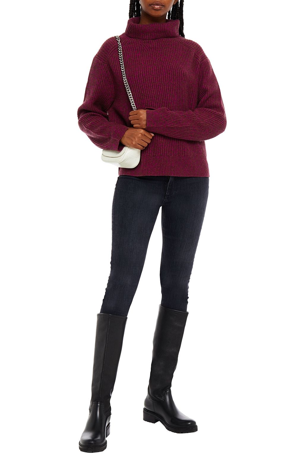 RAG & BONE Ribbed mélange cashmere turtleneck sweater