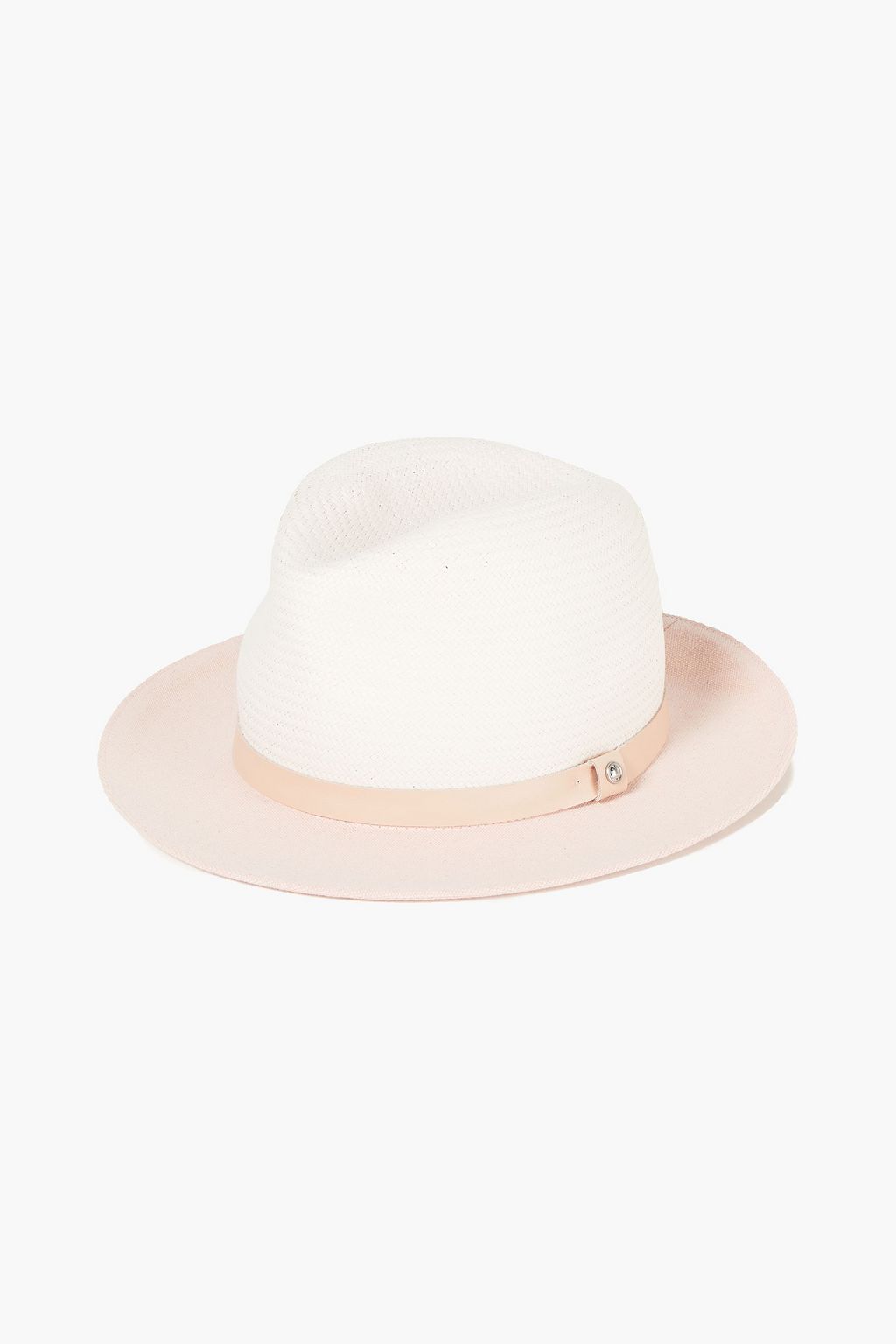 Blush Canvas-paneled paper fedora 