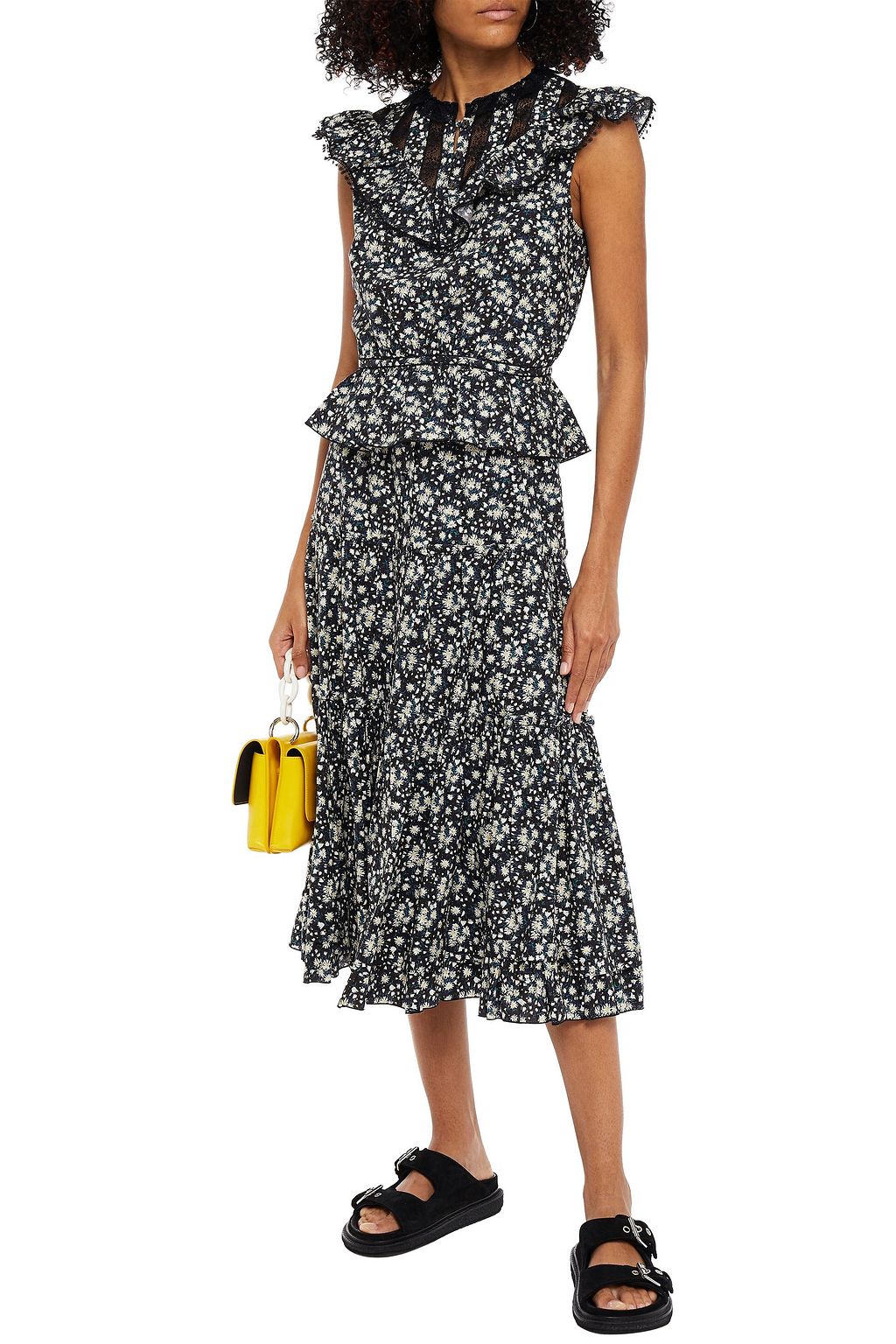 THE MARC JACOBS Ruffle-trimmed floral-print cotton-poplin top