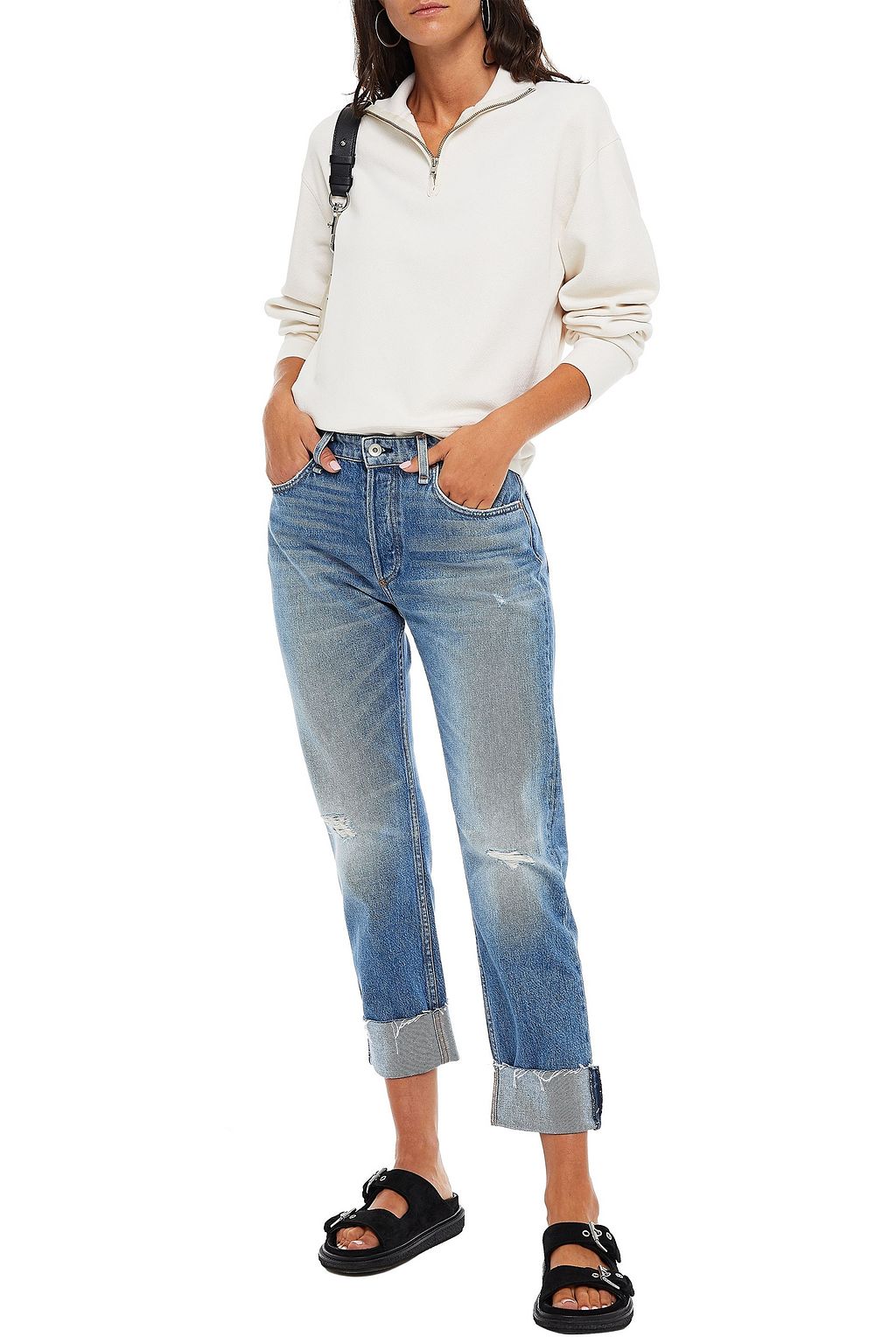 RAG & BONE Cropped distressed boyfriend jeans