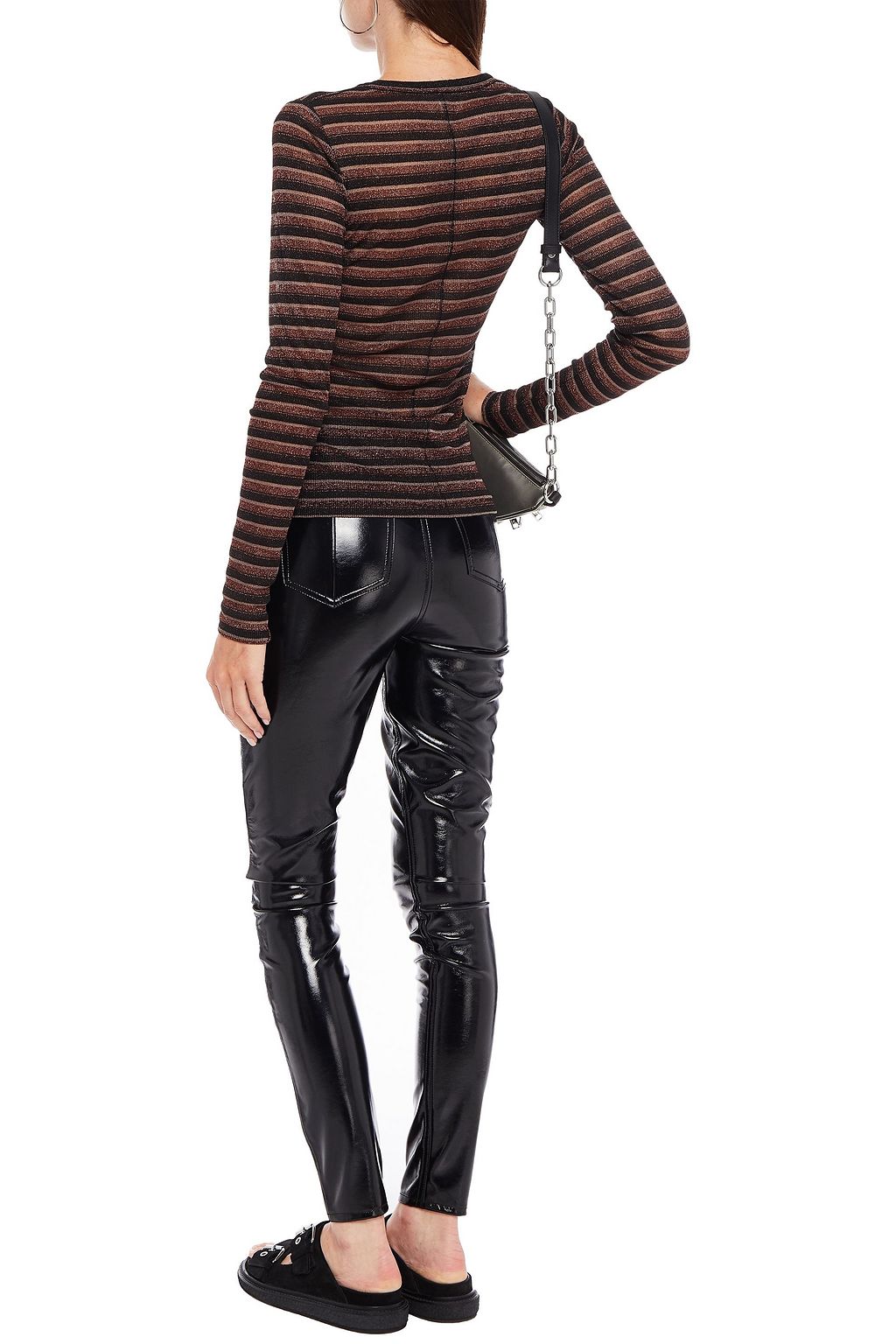 RAG & BONE Metallic striped knitted top