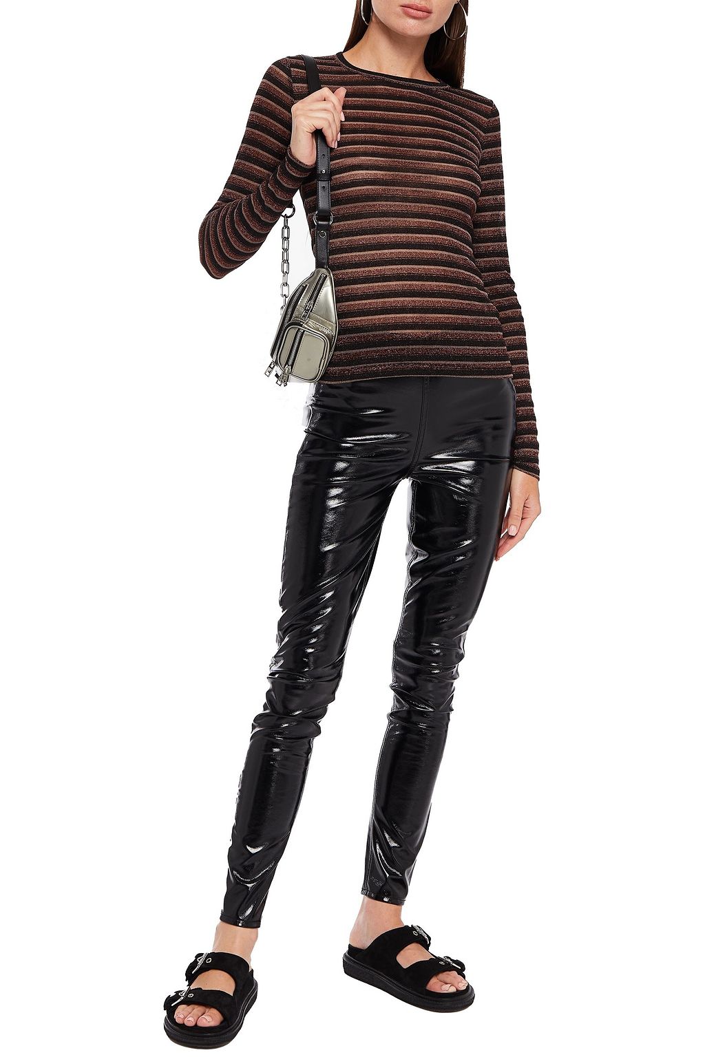 RAG & BONE Metallic striped knitted top