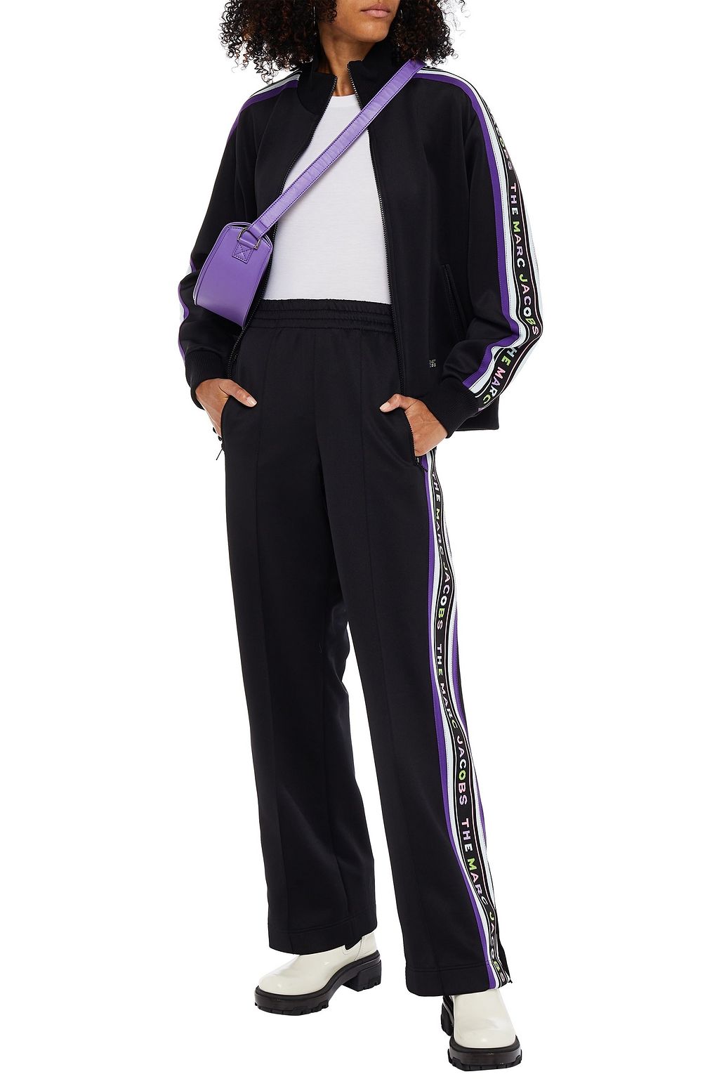 MARC JACOBS Jacquard-trimmed stretch-jersey straight-leg pants