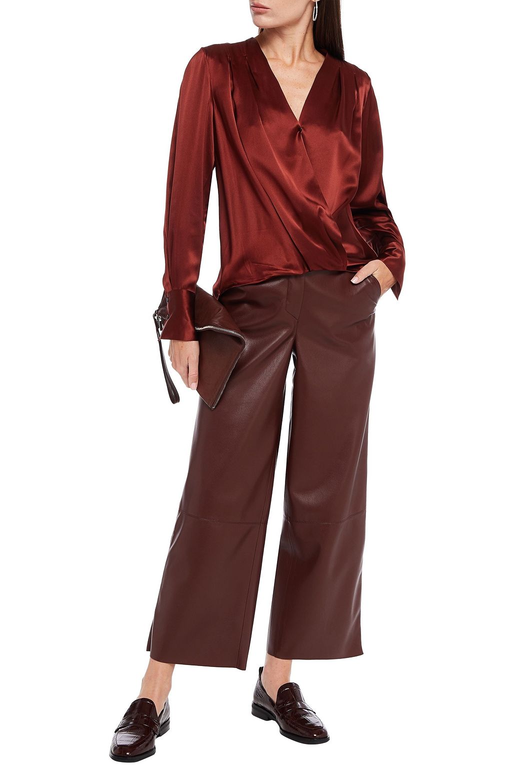 RAG & BONE Draped silk-charmeuse blouse