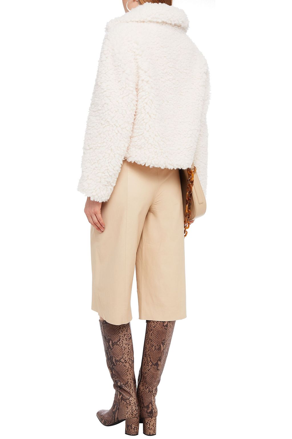 STAND STUDIO Janet cropped faux shearling jacket