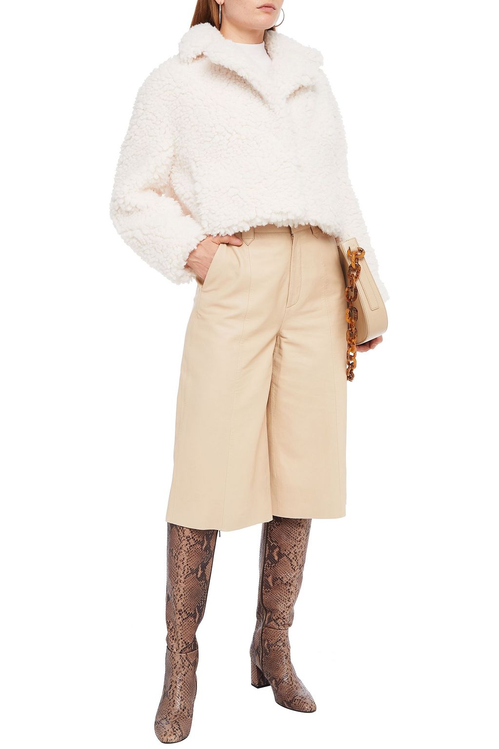 STAND STUDIO Janet cropped faux shearling jacket