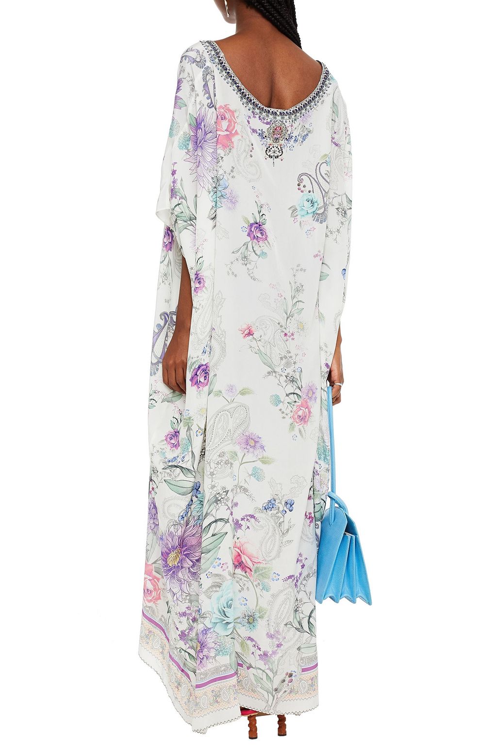 CAMILLA Crystal-embellished floral-print silk crepe de chine kaftan