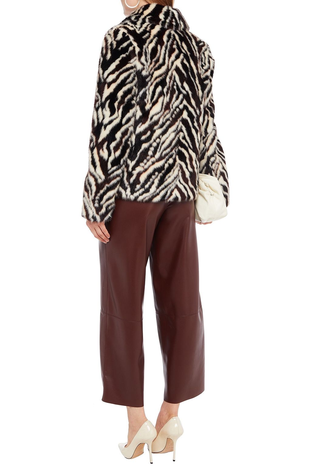 STAND STUDIO Zebra-print faux fur blazer
