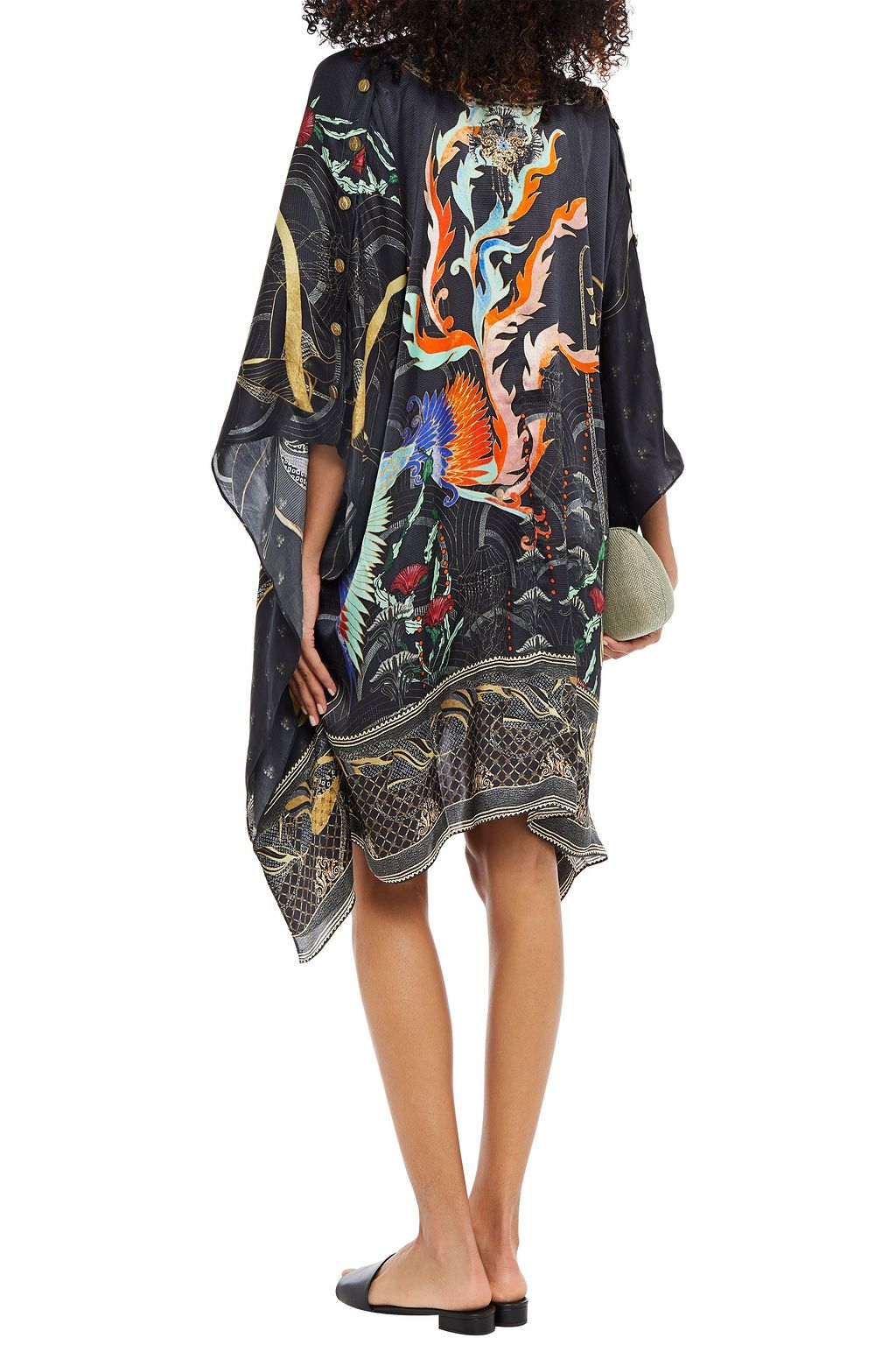 CAMILLA Crystal-embellished printed silk-satin kaftan
