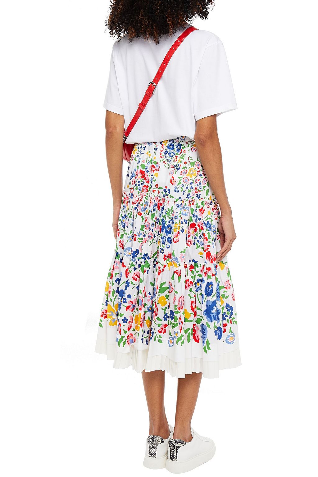MARC JACOBS Tiered floral-print cotton-poplin midi skirt