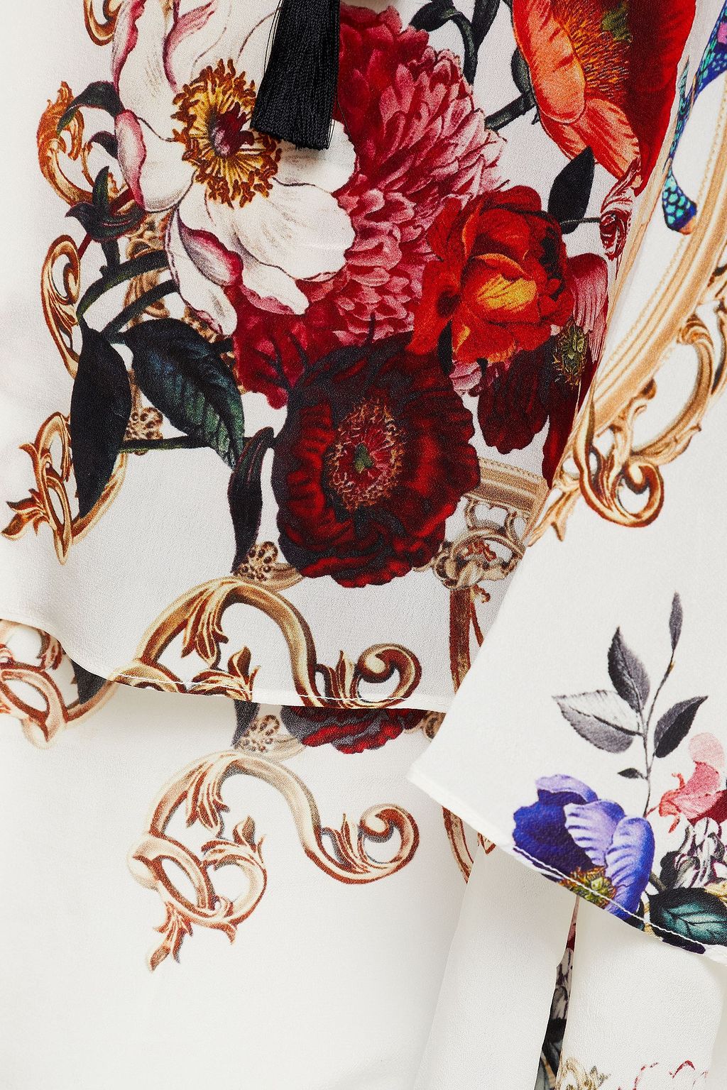 CAMILLA Crystal-embellished floral-print silk crepe de chine blouse