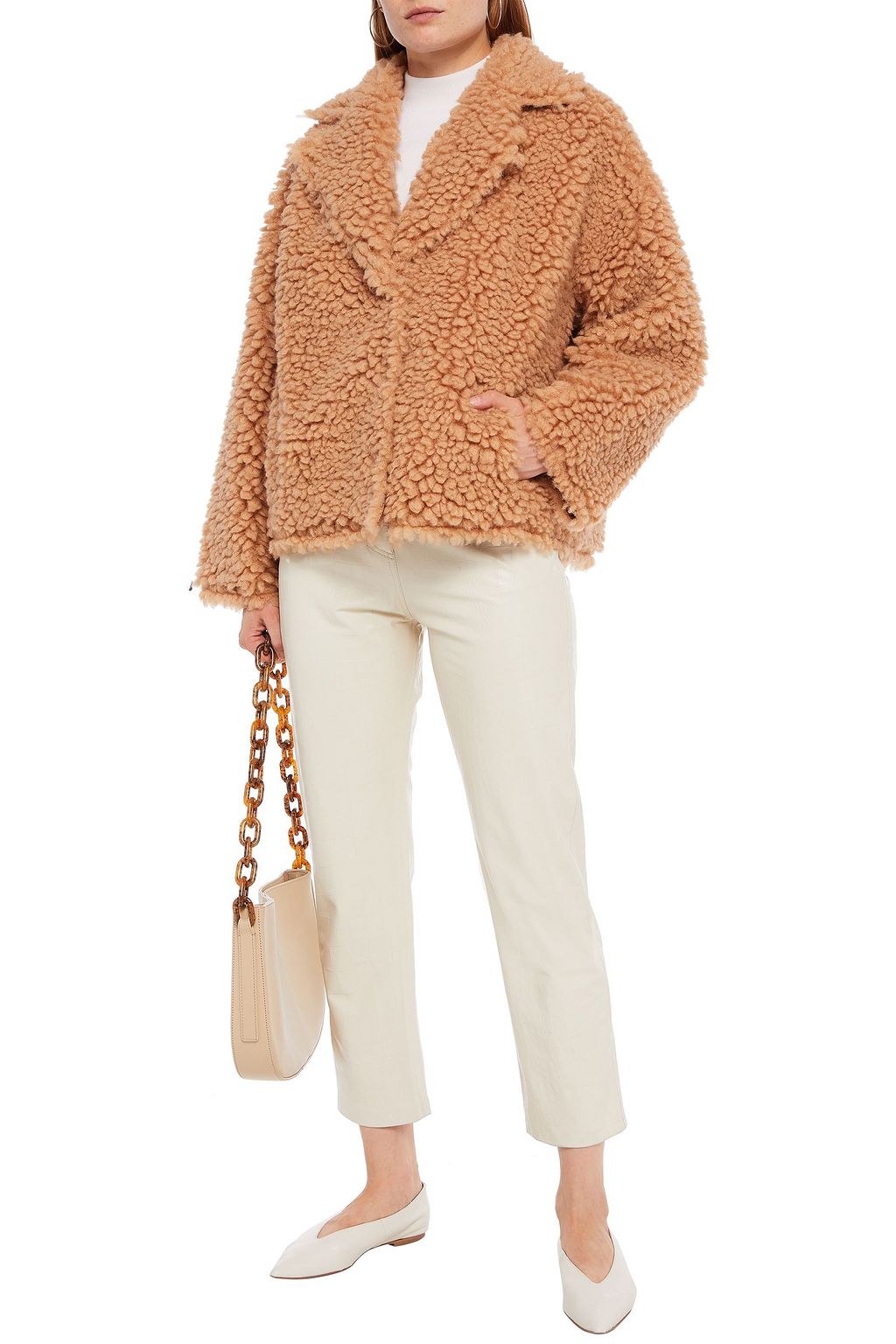 STAND STUDIO Sherry cropped faux shearling jacket