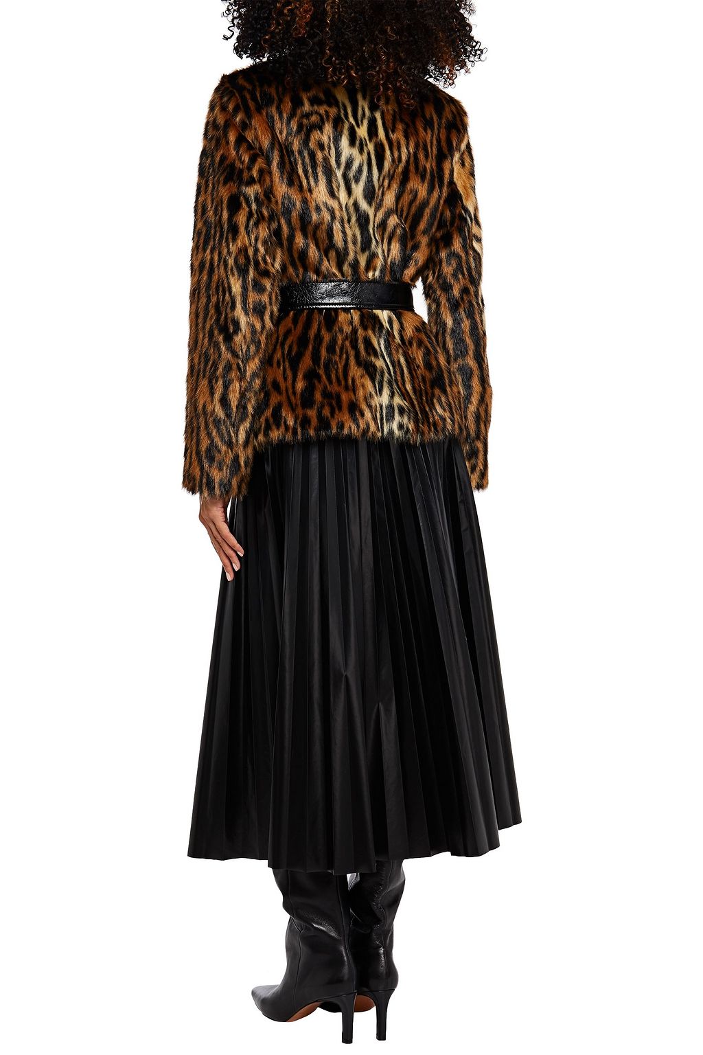 STAND STUDIO Belted faux fur jacket