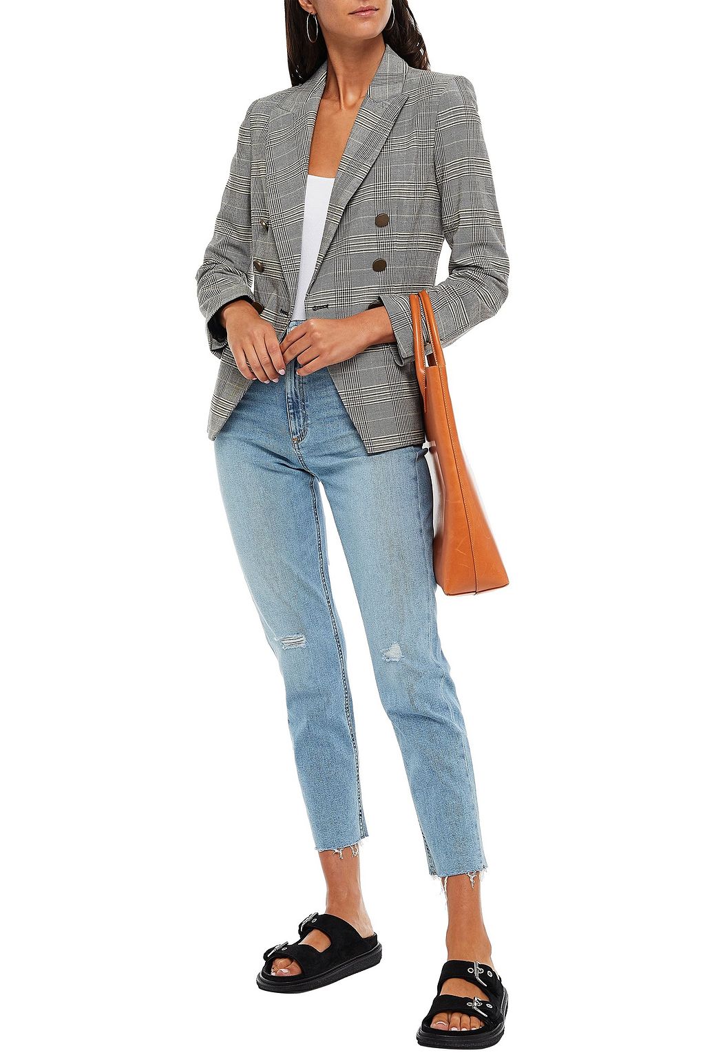 RAG & BONE Distressed high-rise tapered jeans