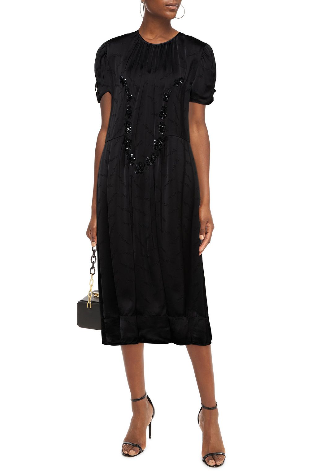 MARC JACOBS Embellished gathered satin-jacquard midi dress