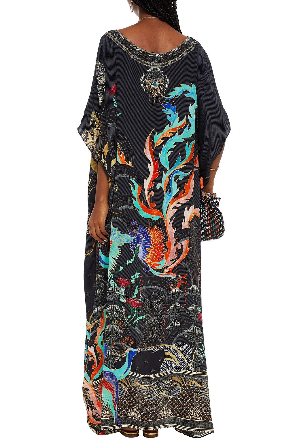 CAMILLA Crystal-embellished printed silk crepe de chine kaftan
